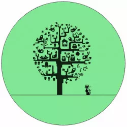 essbares Papier Katze und Baum 19,5 cm
