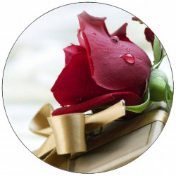 Essbares Papier-Rose mit Geschenk 19,5 cm