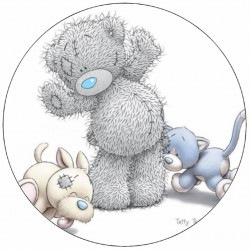 Esspapier Teddybaer mit Hund und Katze 19,5 cm