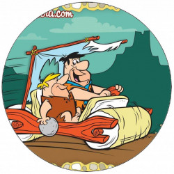Essbares Papier für Fred und Barney Flinstone im Auto 19,5 cm