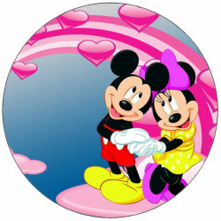 essbares Papier Mickey und Minnie auf einer Wolke 19,5 cm