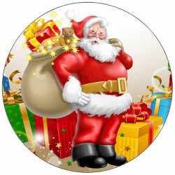 Essbares Papier-Santa mit Geschenken 19,5 cm