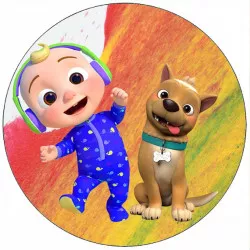 Essbares Papier Cocomelon und Bingo-Hund 19,5 cm