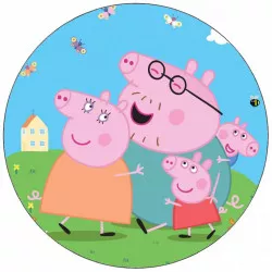 Essbares Papier Schwein Pepa und Familie 19,5 cm