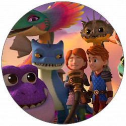 Essbares Papier Drachenretter Dak und Leyla mit Drachen 19,5 cm