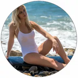 Essbares Papier-Frau am Strand 19,5 cm