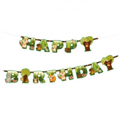 Girlande aus Papier Waldtiere Happy Birthday 210x16cm