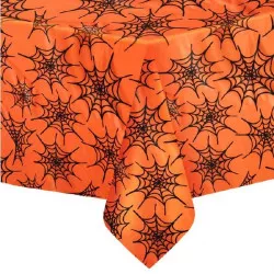 Orangene Tischdecke Spinnennetz 274x137cm
