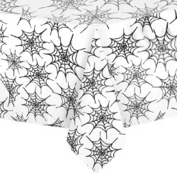 Weißer Tischläufer mit Spinnweben 274x137cm