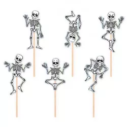 Spießchen für Muffins - Skelette 6 Stück