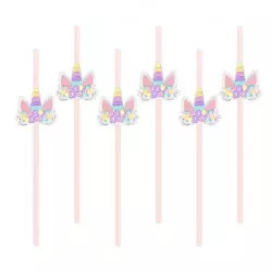 Strohhalme Einhörner 6 Stk 19,5 cm