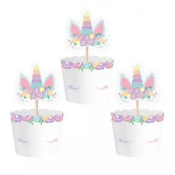 Cupcake-Formen und Erdbeerteller Unicorn 6 Stück