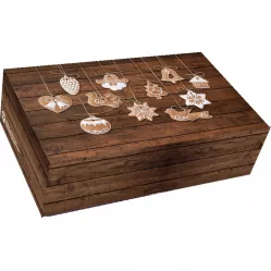 Keksbox mit Holzdekoration und Lebkuchen 25x15x7 cm