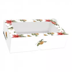 Verpackungsbox für Weihnachtsgebäck, faltbar, mit Sichtfenster, getrocknete Orange und Weihnachtsstern, 25x15x7 cm