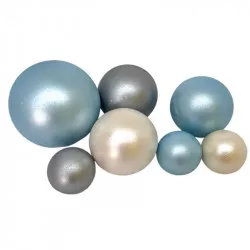 Schokolade Kugeln 7 Stk blau-weiß-silberfarben