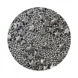 Zuckerverzierungen Metallisch Silberne Sterne Mix 80 g