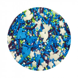 Blau-weiße Zuckerglasur Taubenverzierung 1 kg