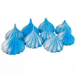 Mini-Donuts blau mit silbernen Glitzer 9 Stück