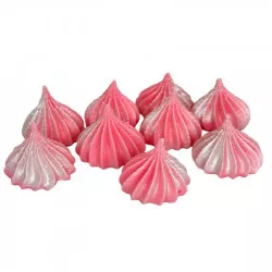 Mini-Baiser rosa mit silbernem Glitzer 9 Stück