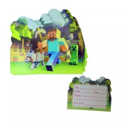 Einladung zum Geburtstag 10 Stück Minecraft
