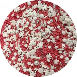 Rote Schneeflocken-Zuckerverzierung 80 g