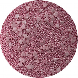 Zuckerverzierungen metallisch Rosa Herz Mischung 80 g
