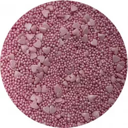 Zuckerverzierungen metallisch Rosa Herz Mischung 80 g