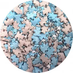 Zuckerverzierung Blau-Silber Bären 80 g