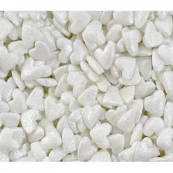 Zuckerdekoration metallic weiß Herzen 80 g