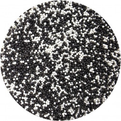 Zuckerde Dekoration Perlen Schwarz-Weiß 80g