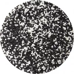 Zuckerde Dekoration Perlen Schwarz-Weiß 80g