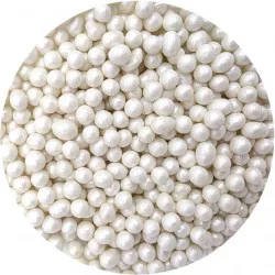Zucker-Reis-Perlen, weiße Perlmuttoptik, 7 mm, 80 g
