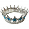 Nicht essbare Dekoration Metallkrone silbern mit blauen Steinen in Tränenform