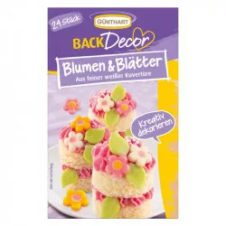 Blumen und Blätter aus weißer Schokolade 24 St.