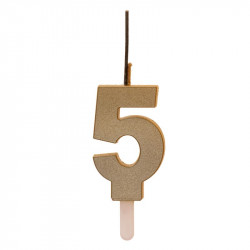 Goldene Kerze mit Knaller Nr. 5