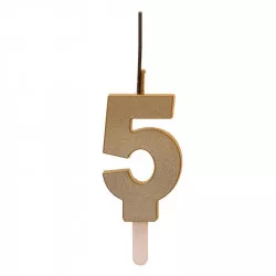 Goldene Kerze mit Knaller Nr. 5