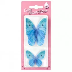 Dekoration aus essbarem Papier Schmetterlinge blau (8 Stück)