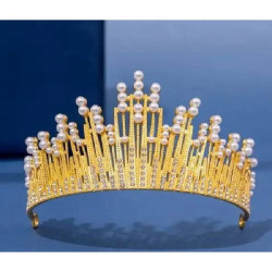 essbare Dekoration Metall Krone Gold mit weißen Perlen