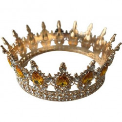 Nicht essbare Dekoration Metall Krone golden mit orangefarbenen Traumpen in Tropfenform