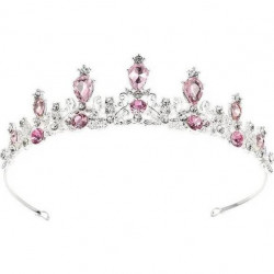 Ungekaubare Metall-Dekoration Krone silbern mit rosa Steinen