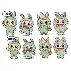 Essbares Papier zum Ausstanzen Labubu grün