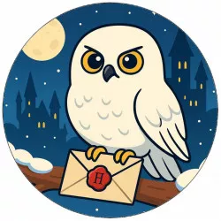 Essbares Papier Eule Hedvika im Winter Harry Potter gezeichnet 19,5 cm