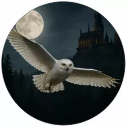 Essbares Papier Eule Hedvika fliegt über dem Wald Harry Potter 19,5 cm
