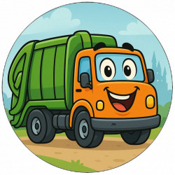 essbares Papier Mülleimer-Fahrzeug gezeichnet 19,5 cm