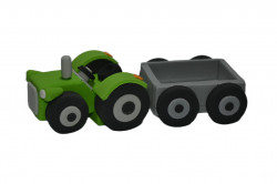 Traktor mit Anhänger grün essbare Zucker-Dekoration 17x6cm
