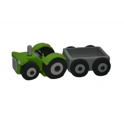 Traktor mit Anhänger grün essbare Zucker-Dekoration 17x6cm