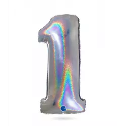 Aufblasbarer Ballon Nummer 1 Hologramm 102 cm