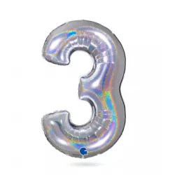 Aufblasbarer Ballon Nummer 3 Hologramm 102 cm