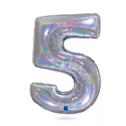Aufblasbarer Ballon Nummer 5 Hologramm102 cm