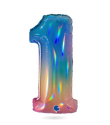Luftballon Nr. 1 Regenbogen 102 cm